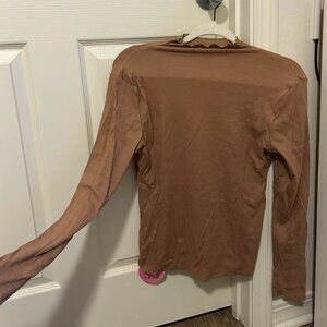 Ribbed Turtleneck Long-Sleeve Top